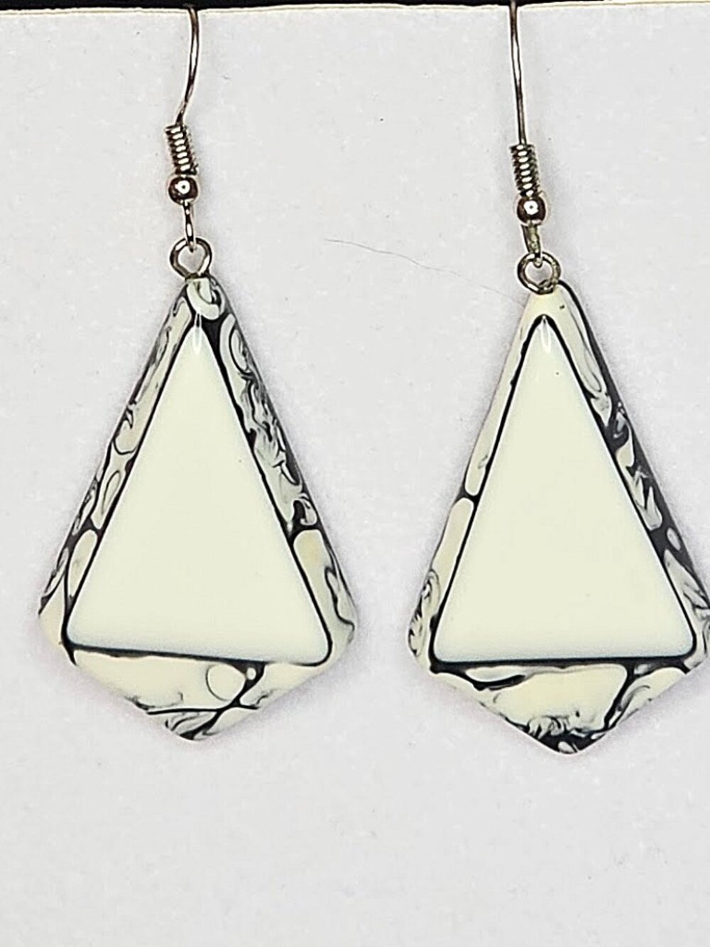 Retro Geometric Marbled Enamel Style Dangle Earrings